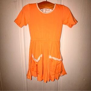Omi Jo 2T orange viscose swing dress with pockets